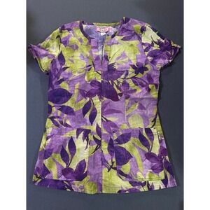 Koi by Kathy Peterson floral scrubs top XS